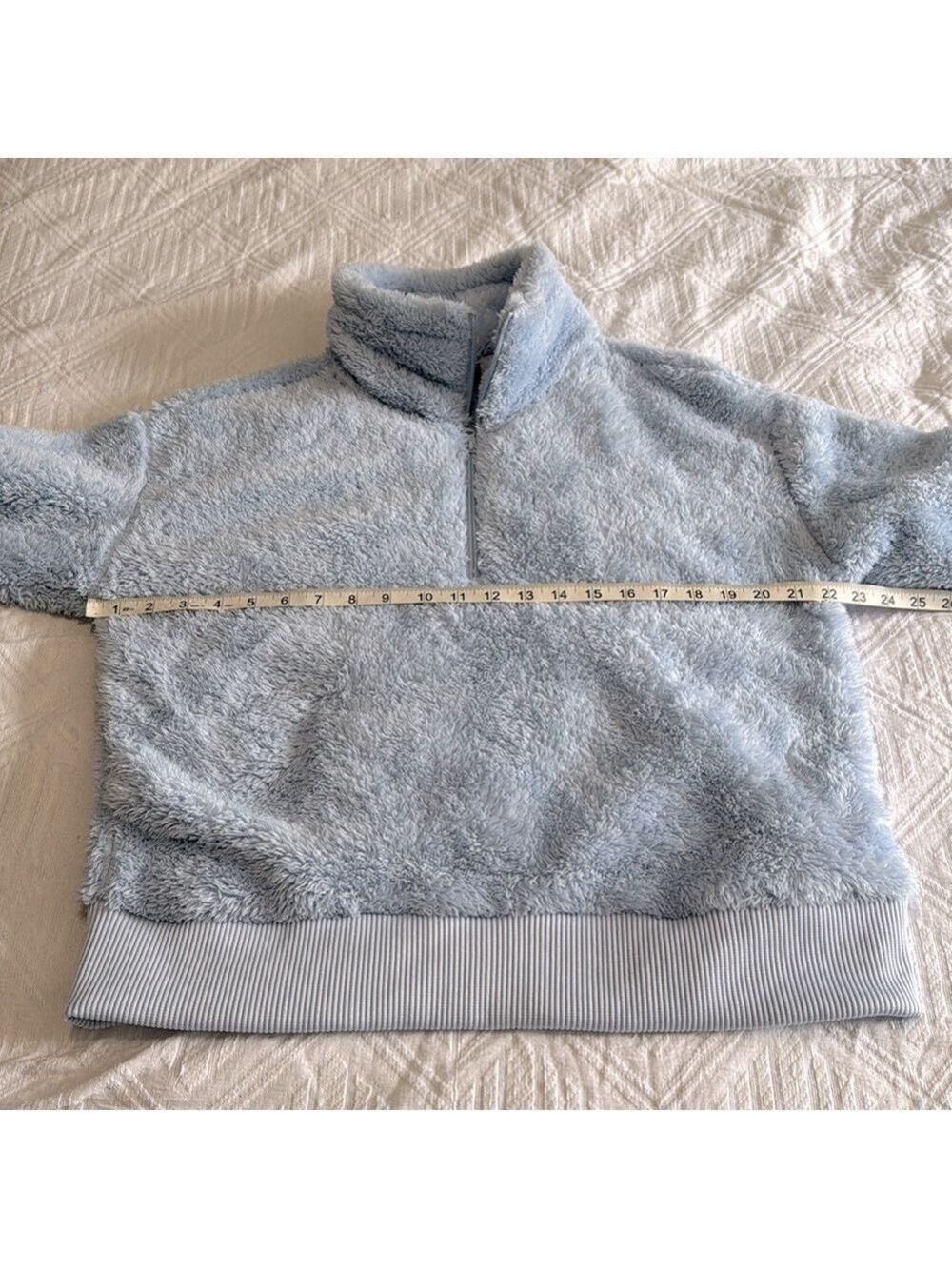 Joe Fresh Light Blue Oversized Teddy Quarter Zip Sweater Size Medium - Picture 5 of 6